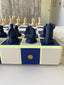 Chess Board Matt Indigo & Cream with Neon Yellow Grout