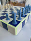 Chess Board Matt Indigo & Cream with Neon Yellow Grout